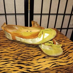 Coach Green Suede & Canvas Women's Ballet Flats